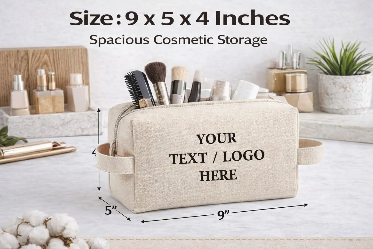 Custom Canvas Toiletry Bags, Personalized Logo Makeup Pouch, Bridesmaid Bachelorette Favor Travel Bag