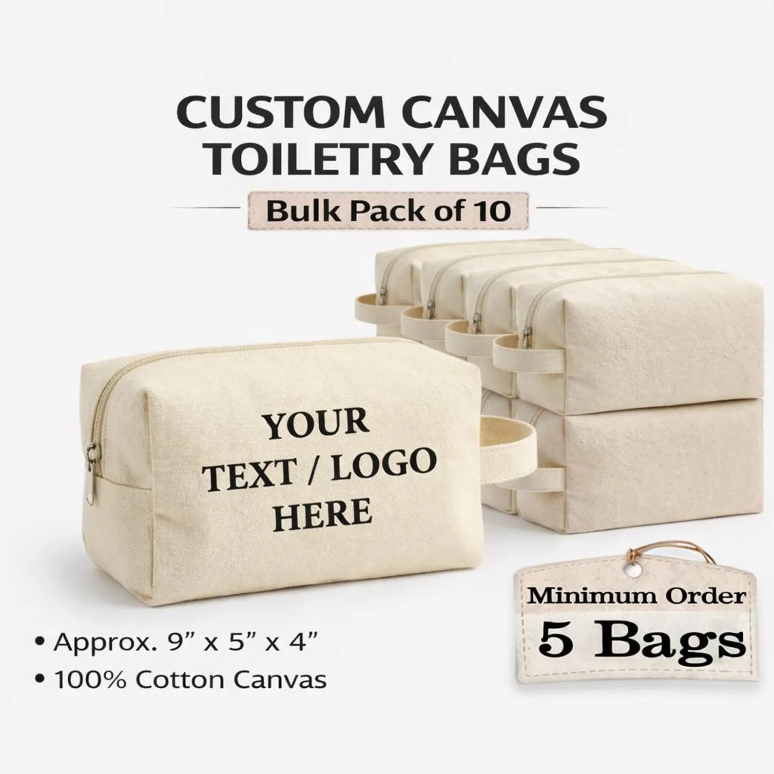 Custom Canvas Toiletry Bags, Personalized Logo Makeup Pouch, Bridesmaid Bachelorette Favor Travel Bag