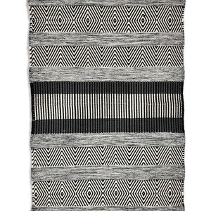 Handmade Boho Runner Rug – Washable Neutral Modern Carpet
