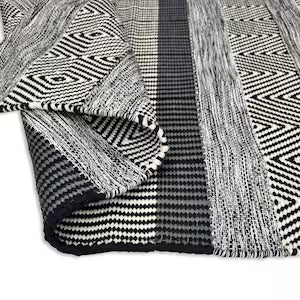 Handmade Boho Runner Rug – Washable Neutral Modern Carpet
