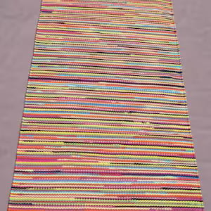 Large Colorful Rag Rug: Handmade Recycled Boho Rug, 75x120cm