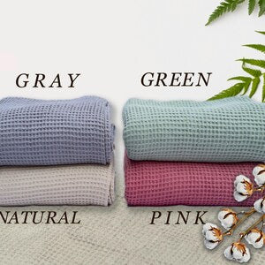 Organic Cotton Waffle Throw Blanket: Lightweight Breathable Bedding