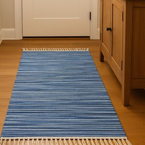 Large Colorful Rag Rug: Handmade Recycled Boho Rug, 75x120cm