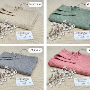 Organic Cotton Waffle Throw Blanket: Lightweight Breathable Bedding