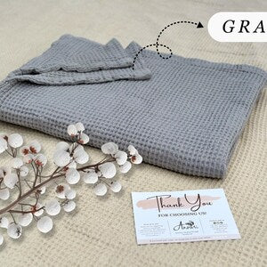 Organic Cotton Waffle Throw Blanket: Lightweight Breathable Bedding
