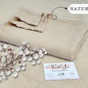 Organic Cotton Waffle Throw Blanket: Lightweight Breathable Bedding
