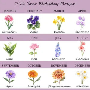 Birth Flower Personalized Cotton Canvas Tote Bag, Custom Name Gift