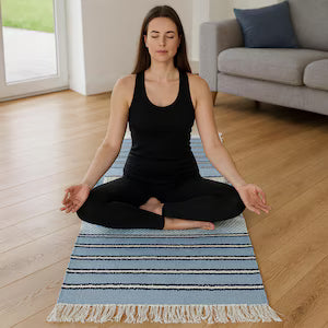 Handwoven Cotton Yoga Mat – Fair Trade Fitness Rug, 72x24