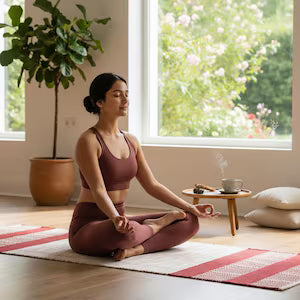 Handwoven Cotton Yoga Mat – Fair Trade, Absorbent Fitness Rug