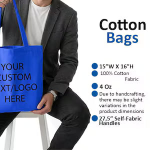 Custom Color Tote Bags with Logo | Personalized Cotton Tote | Multi Color Tote Bags Bulk | Wedding Bridesmaid Bags | Business Promo Bags