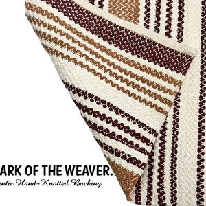 Hand-Woven Boho Striped Wool Cotton Runner Rug | Modern Minimalist Hallway Kitchen Decor