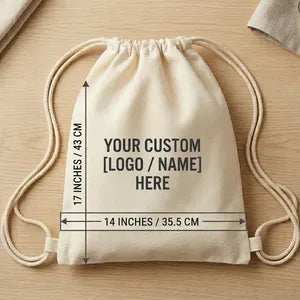 Custom Canvas Drawstring Backpack | Personalized Gym Bag, Logo Name Cinch Bag, Bulk Team Gift