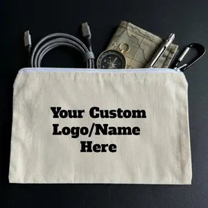 Personalized Canvas Pencil Pouch | Custom Name Zipper Pencil Case | Back to School Gift | Monogram Makeup Bag | Teacher Gift