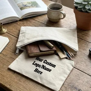 Personalized Canvas Pencil Pouch | Custom Name Zipper Pencil Case | Back to School Gift | Monogram Makeup Bag | Teacher Gift