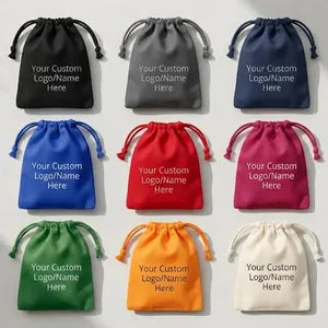 Custom Drawstring Pouch | Personalized Cotton Gift Bag | Custom Logo Name Bag | Wedding Favor Bag | Jewelry Pouch | Bulk Corporate Gift
