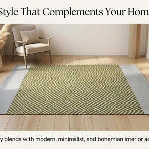 Hand-Woven Boho Striped Wool Cotton Runner Rug | Modern Minimalist Hallway Kitchen Decor