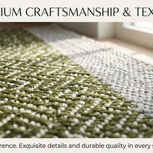 Hand-Woven Boho Striped Wool Cotton Runner Rug | Modern Minimalist Hallway Kitchen Decor
